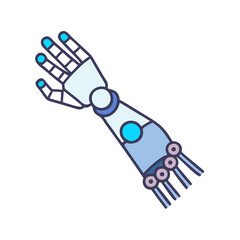 Poster - Robotic arm illustration on black background, technology and science