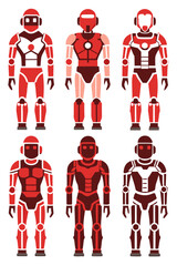 Poster - Red Robot Vector Illustration on a White Background