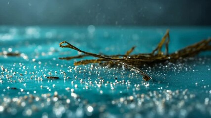 Wall Mural - detailed video of seawater polluted with microplastics illustrating environmental contamination