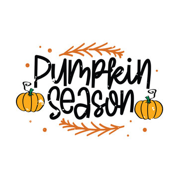 Pumpkin Season Lettering Vector Design.