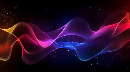 Poster - Abstract Colorful Wave Background Digital Art Design Modern Vibrant Flowing Energy Particle Dynamic Neon Light Technology Futuristic Illustration     