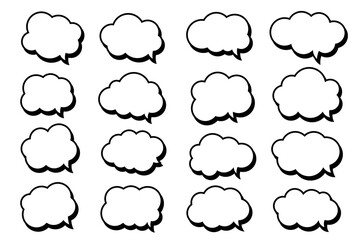 Poster - set of vector speech bubble labels. retro color special offer design elements, chat emblem, black ca