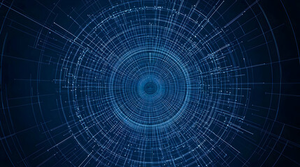 Poster - Abstract Blue Digital Design with Glowing Dots and Intricate Lines