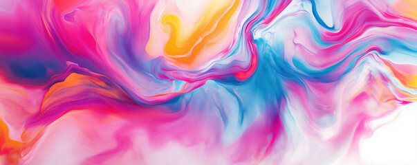 Poster - colorful abstract fluid art with vibrant pink, blue, and orange swirls creating a mesmerizing visual