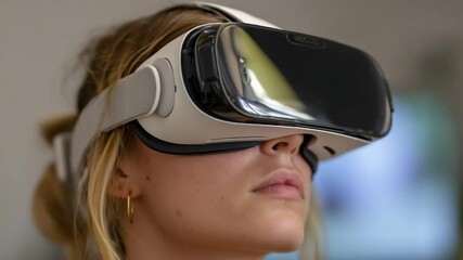 Poster - Close up of a Person Engaging With Virtual Reality Headset Generative AI