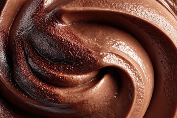 Poster - A luscious swirl of rich, dark chocolate ice cream, showcasing its smooth and creamy texture, inviting and decadent, a perfect treat for any chocolate lover.