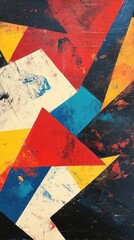 Poster - Dynamic geometric abstraction with bold colors and textured surfaces