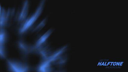 Poster - Abstract vector torn blue halftone background. Scrathed dotted texture element.