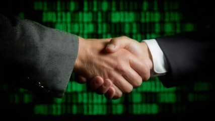 Aufkleber - Handshake Transfers Encrypted Data Through Wearable Technology Generative AI