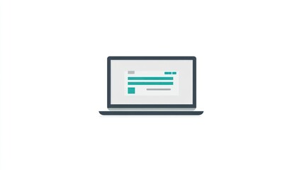 Poster - Laptop Displaying Document Interface Minimalist Design Digital Workspace Technology Illustra
