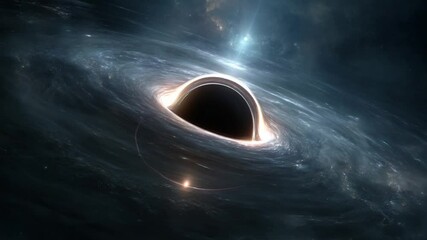 Poster - Black Hole Surrounded by Luminous Accretion Disk in Deep Space Generative AI