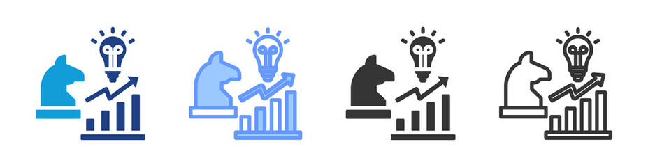 Poster - Strategy icon set multiple style collection