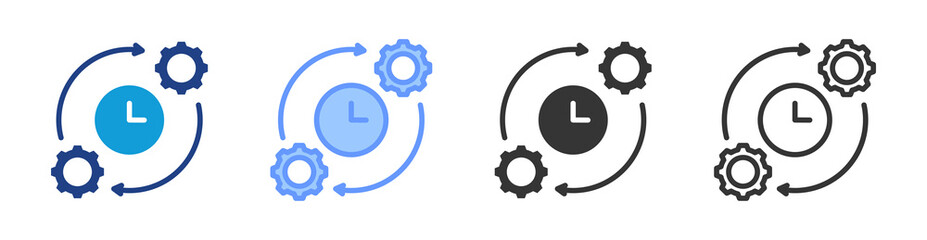 Aufkleber - Time Management icon set multiple style collection