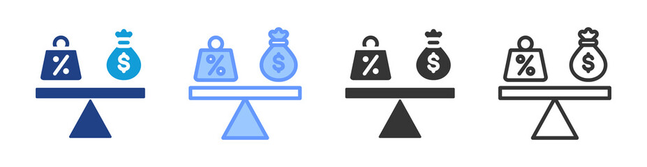 Poster - Debt To Equity Ratio icon set multiple style collection