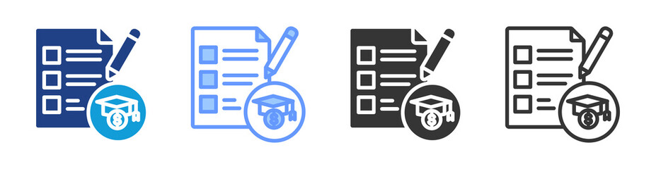 Poster - Examination icon set multiple style collection