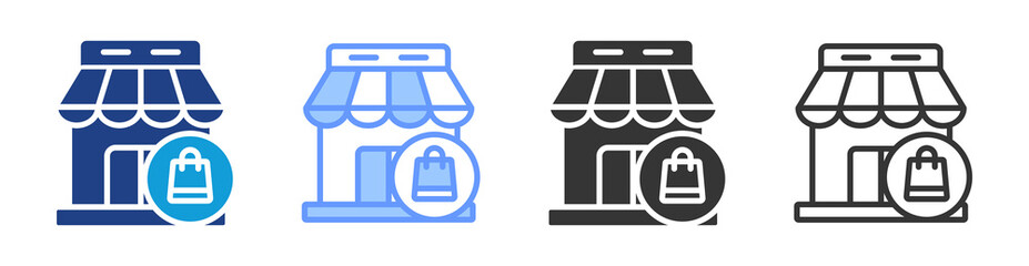 Poster - Retail Stores icon set multiple style collection
