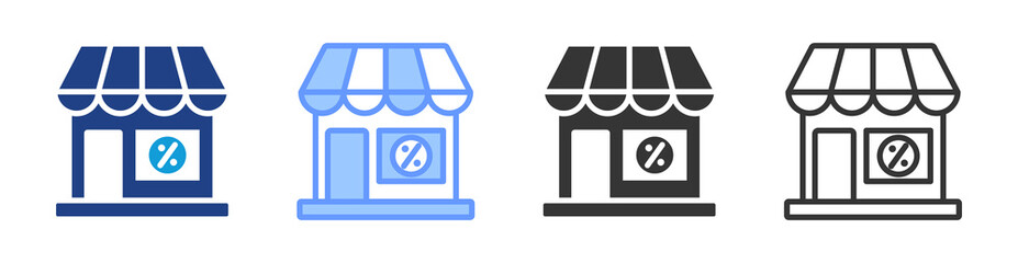 Poster - Discount Retailers icon set multiple style collection