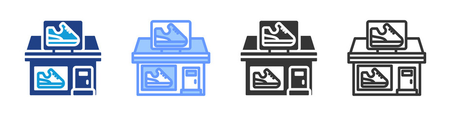 Poster - Shoes And Footwear Stores icon set multiple style collection