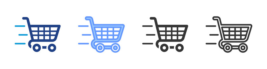 Fototapete - Trolley icon set multiple style collection