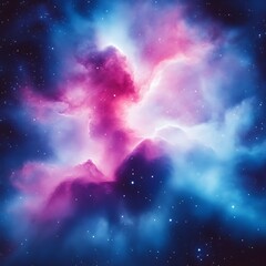 Wall Mural - pink and blue nebula with swirling clouds and stars