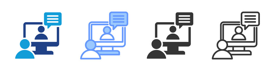 Poster - Online Mentoring icon set multiple style collection