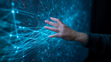 Poster - Immersive Digital Interaction Luminescent Data Exploration with Quantum-Inspired Visual Particles Revealing Dynamic Technological Connectivity and Sensory Innovation