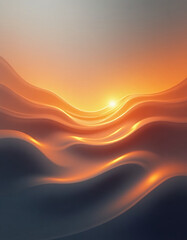 Poster - Waves gently flow in elegant curves as an enchanting orange sunset casts a warm glow on the water, blending tranquility with vibrant hues. The horizon captivates the eye Generative AI