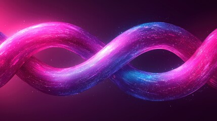 Poster - Abstract Neon Infinity: A mesmerizing digital artwork of vibrant pink and blue intertwined curves, creating an illusion of infinite movement and cosmic energy.