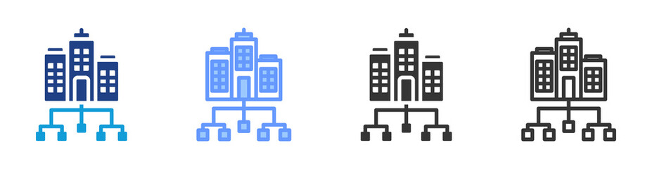Fototapete - Business Architecture icon set multiple style collection
