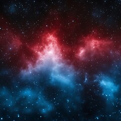 Wall Mural - red and blue nebula in a starry night sky