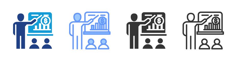 Poster - Business Training icon set multiple style collection