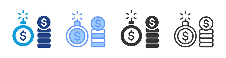 Poster - Debt Recovery icon set multiple style collection