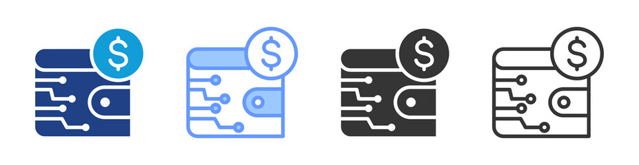Aufkleber - Digital Wallet icon set multiple style collection