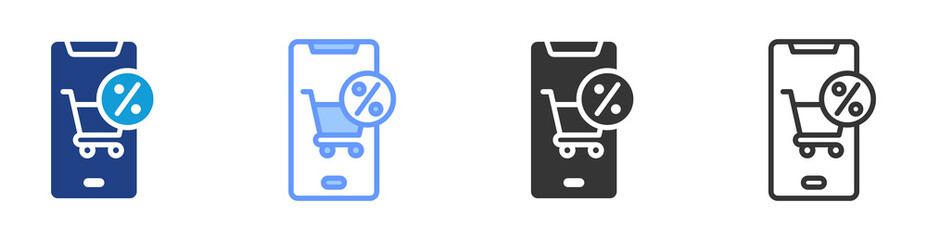 Poster - Online Shopping icon set multiple style collection