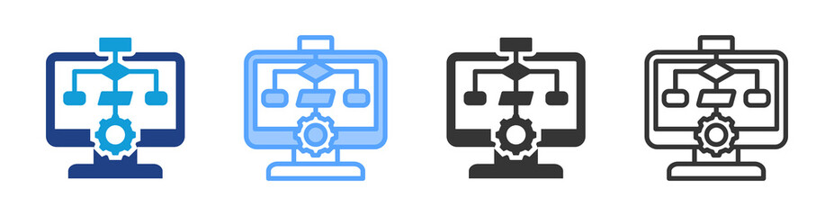 Poster - Algorithm icon set multiple style collection