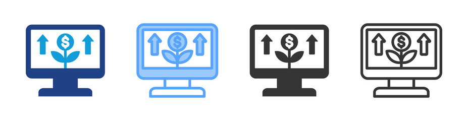 Poster - Investing Online icon set multiple style collection