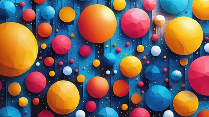 Poster - Colorful abstract geometric shapes and patterns. Abstract artwork of 3D rendering geometric shape with vibrant color and colorful background. Digital artwork concept. Design for poster. AIG51.