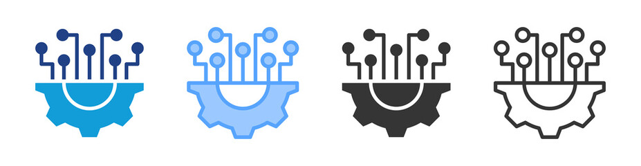 Poster - Technology icon set multiple style collection
