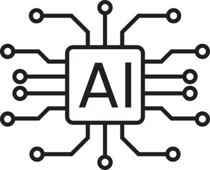 Fototapete - ai processor icon. ai chip icon isolated on white background. artificial intelligence processor circ