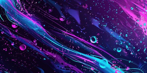 Poster - Abstract neon lights in shades of pink and purple. Background image of abstract artwork of blue and purple glowing watercolor pattern with splashing motion. Futuristic digital art background. AIG51.