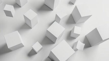 Poster - A captivating visual of white boxes appearing to float in an abstract environment. The minimal design creates a clean and modern aesthetic, perfect for various creative projects.