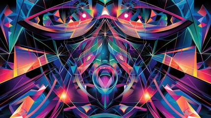 Poster - This captivating artwork features a blend of futuristic and geometric elements, showcasing vibrant colors and intricate patterns. Perfect for creative projects and visual exploration.