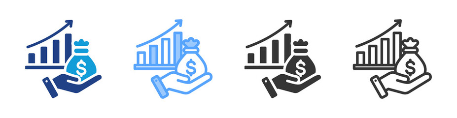 Poster - Profit icon set multiple style collection