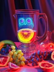 Poster - Vibrant abstract digital art featuring colorful shapes and energetic patterns creating a lively and dynamic composition perfect for modern creative projects