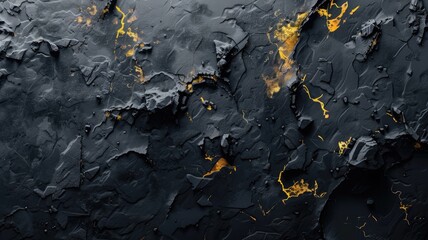 Poster - Abstract black and gold texture diagonal lines with paint splatter. Digital art for design and print. Abstract image of microchip or cube with black texture and glowing gold line. 3D rendering. AIG53.