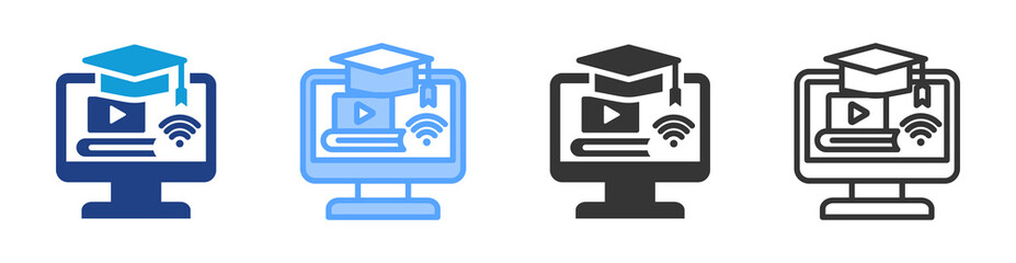 Poster - Online Curiculum icon set multiple style collection