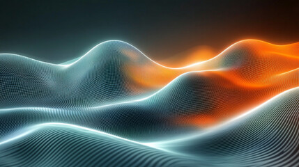 Poster - Dark glowing neon blue orange and green grainy gradient background symbolizes summer energy futuristic vibes and digital creativity perfect for web banners posters or modern visual design

