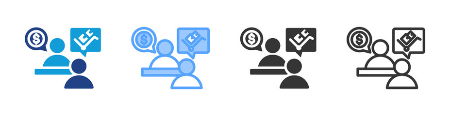 Poster - Negotiation icon set multiple style collection