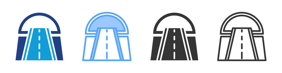 Poster - Tunnels icon set multiple style collection