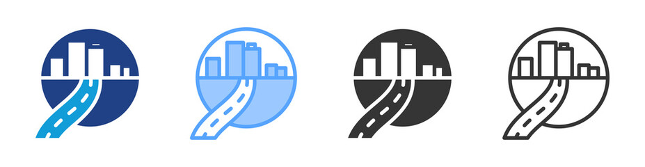 Poster - Roads icon set multiple style collection